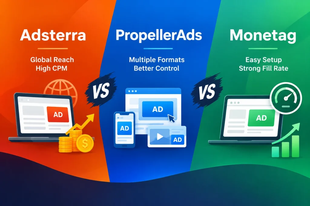 Adsterra vs PropellerAds vs Monetag (2026): Which Ad Network Pays Publishers More?